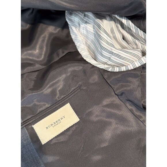Burberry Mens Blazer Windowpane Gray Two Button Wool Sports Coat Suit Jacket 46R - Picture 3 of 14
